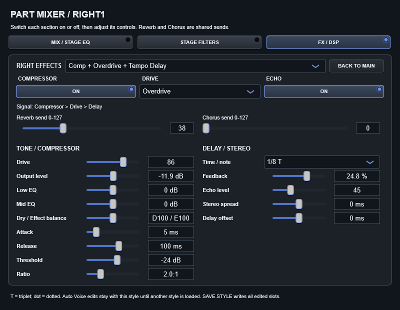 DSP parameter controls
